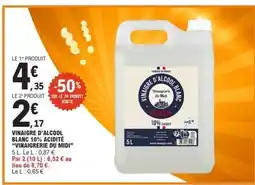 E.Leclerc VINAIGRE D'ALCOOL BLANC 10% ACIDITÉ VINAIGRERIE DU MIDI offre