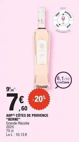 E.Leclerc AOP CÔTES DE PROVENCE “BERNE” offre