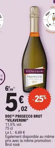 E.Leclerc DOC PROSECCO BRUT VILAVERONI offre