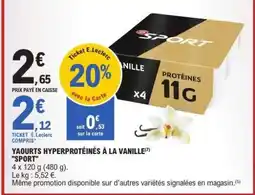 E.Leclerc YAOURTS HYPERPROTÉINÉS À LA VANILLE 'SPORT' offre