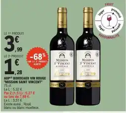 E.Leclerc AOP Bordeaux Vin Rouge 'Mission Saint Vincent' offre