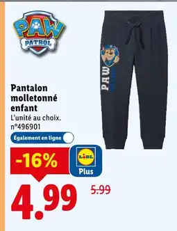 Lidl Paw patrol pantalon molletonné enfant offre