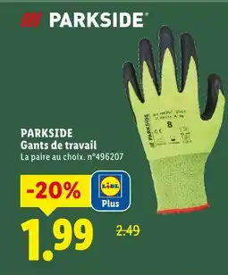Lidl Parkside gants de travail offre