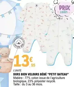 E.Leclerc Petit bateau - dors bien velours bébé offre