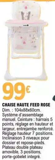 E.Leclerc Safety 1st - chaise haute feed rose offre