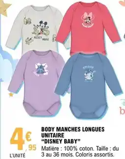 E.Leclerc Disney - body manches longues unitaire baby offre