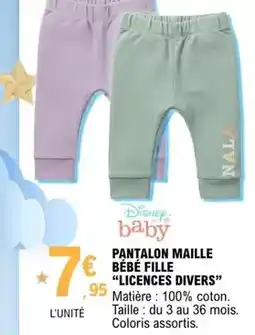 E.Leclerc Disney - pantalon maille bébé fille liscences divers offre