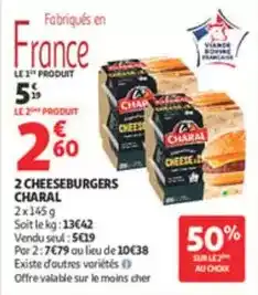 Auchan Supermarché Charal - 2 cheeseburgers offre