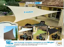 Provence Outillage Voile d'ombrage, triangulaire, rectangulaire ou carré 160 g/m² offre