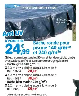 Provence Outillage Bâche ronde pour piscine 140 g/m² offre