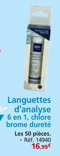 Provence Outillage Languettes d'analyse 6 en 1, chlore brome dureté offre