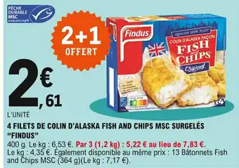 E.Leclerc 4 filets de colin d'Alaska fish and chips MSC surgelés offre