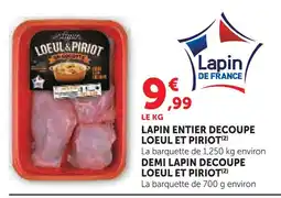 U Express Loeul et piriot lapin entier découpé la barquette de 1,250 kg environ offre