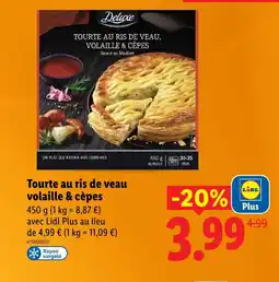 Lidl Deluxe tourte au ris de veau, volaille & cèpes offre