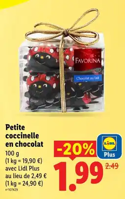 Lidl Favorina petite coccinelle en chocolat offre