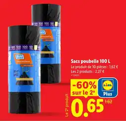 Lidl Purio sacs poubelle 100 l offre