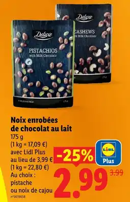 Lidl Deluxe noix enrobées de chocolat au lait offre