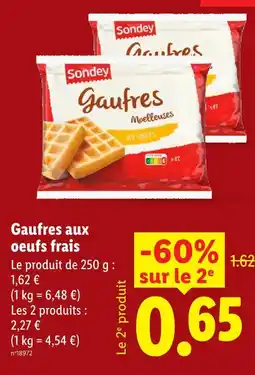 Lidl Sondey gaufres moelleuses aux œufs frais offre