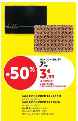 Super U Paillasson coco 40 x 60 cm offre