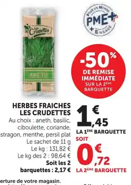 Super U Les crudettes herbes fraîches offre