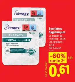 Lidl Siempre serviettes hygiéniques offre