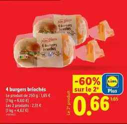 Lidl Maitre jean pierre 4 burgers briochés offre