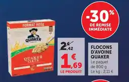 Super U Quaker flocons d'avoine offre