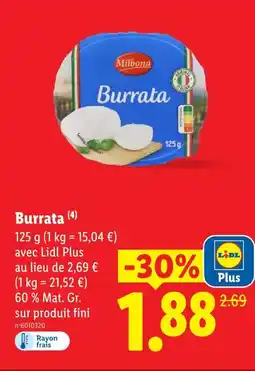 Lidl Milbona burrata offre