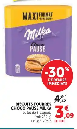 Super U Milka biscuits fourrés choco pause offre