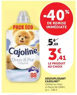 Super U Cajoline assouplissant offre