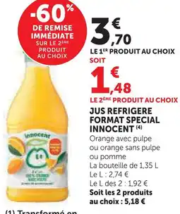 Super U Innocent jus réfrigéré format spécial offre