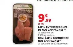 Super U Lapin entier découpé de nos campagnes offre