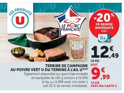Super U U terrine de campagne au poivre vert offre