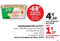 Super U Pro activ margarine offre