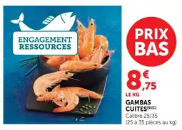 Super U Gambas cuites offre