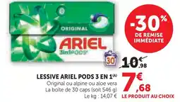 Super U Ariel lessive pods 3 en 1 offre