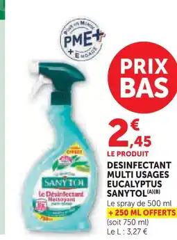 Super U Sanytol désinfectant multi usages eucalyptus offre