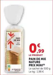 U Express Prix mini - pain de mie nature offre