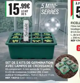 Shopix SET DE 5 KITS DE GERMINATION AVEC LAMPES DE CROISSANCE offre