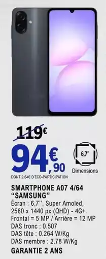 E.Leclerc Samsung - smartphone a07 4/64 offre