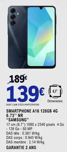 E.Leclerc Samsung - smartphone a16 128gb 4gb offre