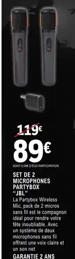 E.Leclerc Jbl - set de 2 microphones partybox offre