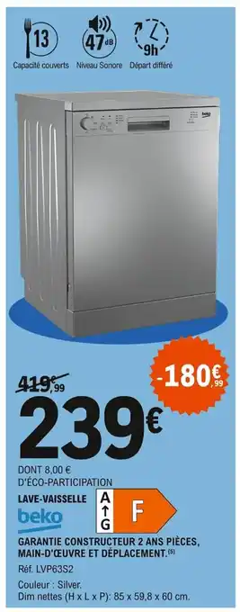 E.Leclerc Garantie Constructeur 2 Ans Pièces Main-D'Oeuvre Et Dèplacement offre