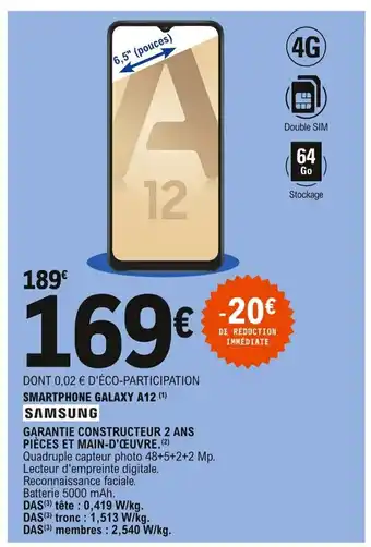 E.Leclerc Smartphone Galaxy A12 offre