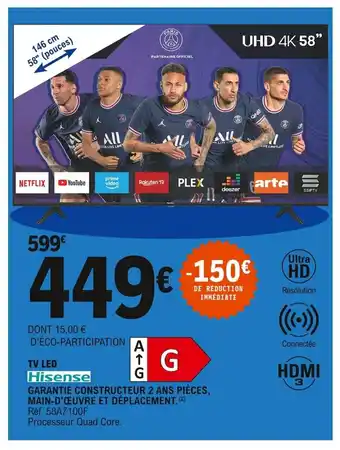 E.Leclerc Garantie Constructeur 2 Ans Pièces Main-D'Oeuvre Et Dèplacement offre