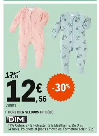 E.Leclerc Dors Bien Velours Zip Bèbè offre