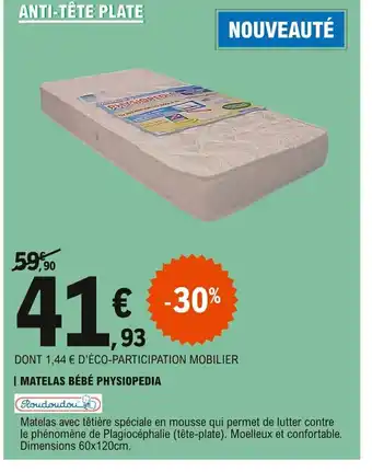 E.Leclerc Matelas Bèbè Physiopedia offre
