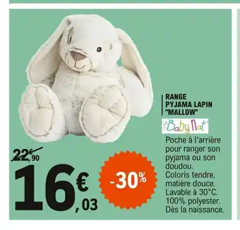 E.Leclerc Range Pyjame Lapin "Mallow" offre