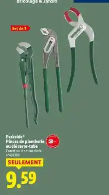 Lidl Parkside Pinces de plomberie ou clé serre-tube offre