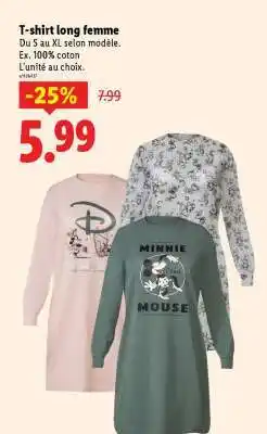 Lidl T-shirt long femme offre